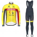 Wallonie Bruxelles Ropa Ciclismo Culotte Largo 2020 Hombre Mangas Largas AMarillo Rojo