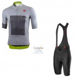 Castelli Ropa Ciclismo Culotte Corto 2021 Hombre Mangas Cortas Gris Blanco(5)