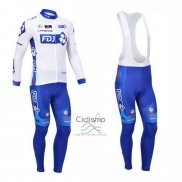 Fdj Ropa Ciclismo Culotte Largo 2013 Mangas Largas Blanco y Azur