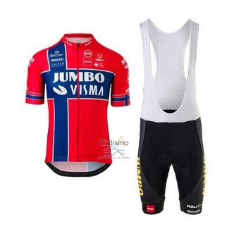Jumbo Visma Ropa Ciclismo Culotte Corto 2020 Mangas Cortas Rojo Azul