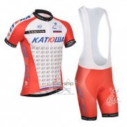 Katusha Ropa Ciclismo Culotte Corto 2014 Mangas Cortas Blanco y Rojo