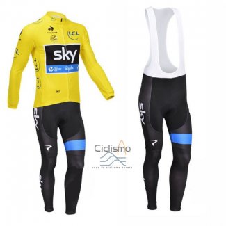 Sky Lider Ropa Ciclismo Culotte Largo 2013 Hombre Mangas Largas AMarillo y Negro
