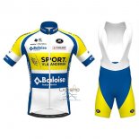 Sport Vlaanderen-Baloise Ropa Ciclismo Culotte Corto 2020 Hombre Mangas Cortas Blanco AMarillo Azul