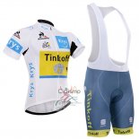 Tinkoff Lider Ropa Ciclismo Culotte Corto 2016 Hombre Mangas Cortas AMarillo y Blanco