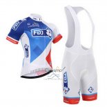 Fdj Ropa Ciclismo Culotte Corto 2015 Mangas Cortas Blanco y Azul