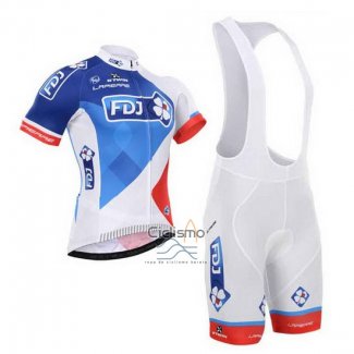 Fdj Ropa Ciclismo Culotte Corto 2015 Mangas Cortas Blanco y Azul