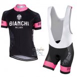 Bianchi Ropa Ciclismo Culotte Corto 2017 Mujer Mangas Cortas Negro y Rosa