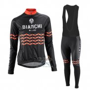 Bianchi Ropa Ciclismo Culotte Largo 2016 Mujer Mangas Largas Negro y Naranja