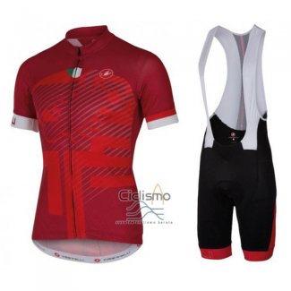 Castelli Ropa Ciclismo Culotte Corto 2016 Hombre Mangas Cortas Rojo y Blanco