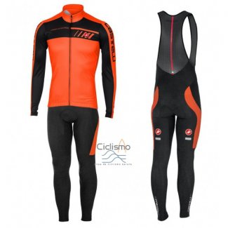 Castelli Ropa Ciclismo Culotte Largo 2017 Hombre Mangas Largas Naranja y Negro