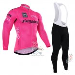 Giro d'Italia Ropa Ciclismo Culotte Largo 2016 Hombre Mangas Largas Rosa y Blanco
