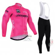 Giro d'Italia Ropa Ciclismo Culotte Largo 2016 Hombre Mangas Largas Rosa y Blanco