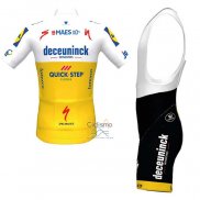 Deceuninck Quick Step Ropa Ciclismo Culotte Corto 2020 Mangas Cortas Blanco AMarillo