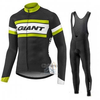 Giant Ropa Ciclismo Culotte Largo 2017 Hombre Mangas Largas Verde y Negro