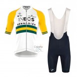 Ineos Grenadiers Ropa Ciclismo Culotte Corto 2023 Mangas Cortas Blanco AMarillo