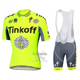 Tinkoff Ropa Ciclismo Culotte Corto 2016 Mangas Cortas AMarillo