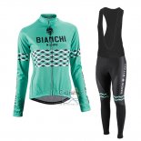 Bianchi Ropa Ciclismo Culotte Largo 2016 Mujer Mangas Largas Negro y Verde
