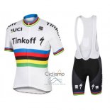 Uci Mondo Campione Tinkoff Ropa Ciclismo Culotte Corto 2016 Hombre Mangas Cortas Blanco