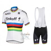 Uci Mondo Campione Tinkoff Ropa Ciclismo Culotte Corto 2016 Hombre Mangas Cortas Blanco