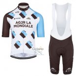 Ag2rla Ropa Ciclismo Culotte Corto 2017 Mangas Cortas Ag2r Brown y Blanco