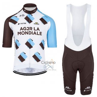 Ag2rla Ropa Ciclismo Culotte Corto 2017 Mangas Cortas Ag2r Brown y Blanco