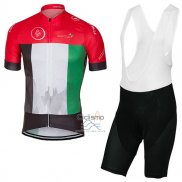 Dubai Tour Ropa Ciclismo Culotte Corto 2017 Hombre Mangas Cortas Rojo