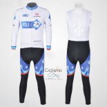 Fdj Ropa Ciclismo Culotte Largo 2010 Mangas Largas Blanco y Azur