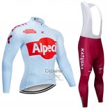 Katusha Alpecin Ropa Ciclismo Culotte Largo 2019 Mangas Largas Azul Claro Rojo