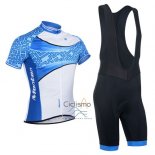 Monton Ropa Ciclismo Culotte Corto 2014 Hombre Mangas Cortas Azur y Blanco