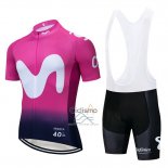 Movistar Ropa Ciclismo Culotte Corto 2019 Mangas Cortas Negro Rosa
