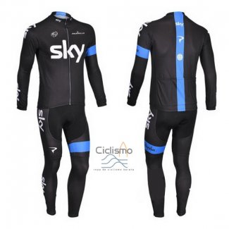 Sky Ropa Ciclismo Culotte Largo 2013 Mangas Largas Azul y Negro