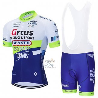 Wanty-gobert Ciclismo Team Ropa Ciclismo Culotte Corto 2021 Mangas Cortas Azul Blanco AMarillo