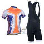 Monton Ropa Ciclismo Culotte Corto 2014 Hombre Mangas Cortas Azul y Naranja