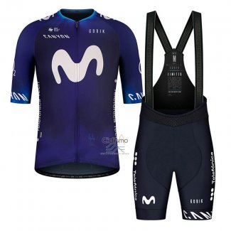 Movistar Ropa Ciclismo Culotte Corto 2023 Mangas Cortas Negro Violeta