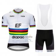 Uci Mondo Campione EF Education First Ropa Ciclismo Culotte Corto 2019 Hombre Mangas Cortas Blanco