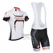Castelli Ropa Ciclismo Culotte Corto 2014 Hombre Mangas Cortas Blanco y Naranja