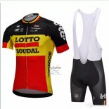 Lotto Soudal Ropa Ciclismo Culotte Corto 2018 Mangas Cortas Negro y AMarillo