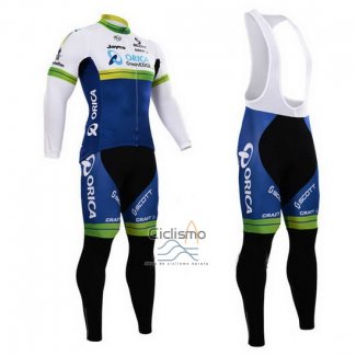 Orica Verdeedge Ropa Ciclismo Culotte Largo 2015 Mangas Largas Blanco y Azul