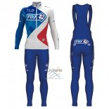 Fdj Ropa Ciclismo Culotte Largo 2017 Mangas Largas Azul y Blanco