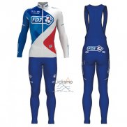 Fdj Ropa Ciclismo Culotte Largo 2017 Mangas Largas Azul y Blanco
