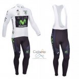 Movistar Lider Ropa Ciclismo Culotte Largo 2013 Hombre Mangas Largas Blanco