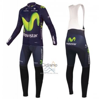 Movistar Ropa Ciclismo Culotte Largo 2016 Mangas Largas Verde y Azul