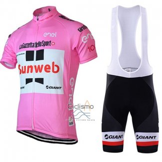Sunweb Ropa Ciclismo Culotte Corto 2018 Mangas Cortas Rosa y Blanco