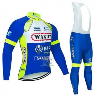 Wanty-gobert Ciclismo Team Ropa Ciclismo Culotte Largo 2021 Mangas Largas Azul Blanco AMarillo