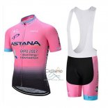 Astana Ropa Ciclismo Culotte Corto 2018 Mangas Cortas Luz Rosa