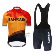 Bahrain Ropa Ciclismo Culotte Corto 2020 Mangas Cortas Naranja Negro