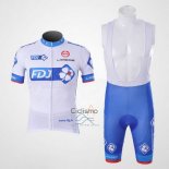 Fdj Ropa Ciclismo Culotte Corto 2010 Mangas Cortas Blanco y Azur