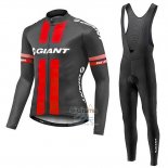Giant Ropa Ciclismo Culotte Largo 2017 Hombre Mangas Largas Rojo y Gris