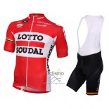 Lotto Soudal Ropa Ciclismo Culotte Corto 2016 Mangas Cortas Blanco y Rojo