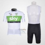 Sky Lider Ropa Ciclismo Culotte Corto 2012 Hombre Mangas Cortas Blanco y Verde
